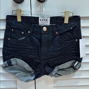 One Teaspoon Black Distressed Jean Shorts